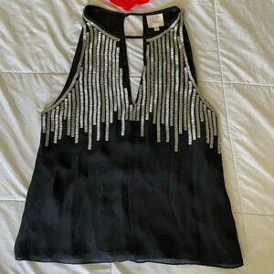 Parker embellished silk black top